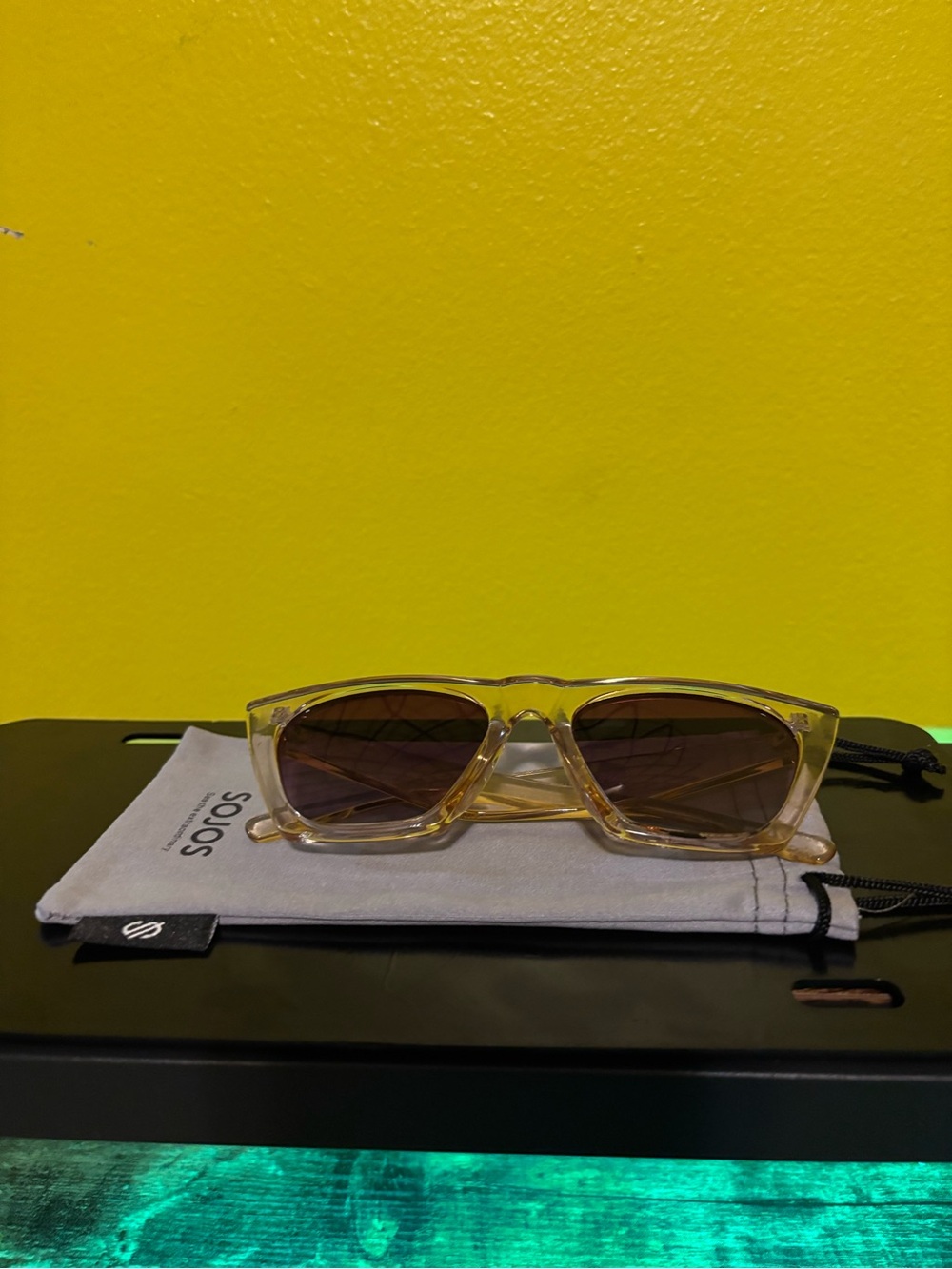 Amber Transparent Frame Sunglasses with Brown Lenses